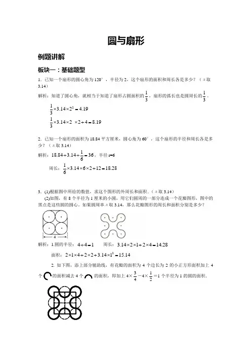 小学数学六年级上学期 圆与扇形 完整版题型训练+详细答案