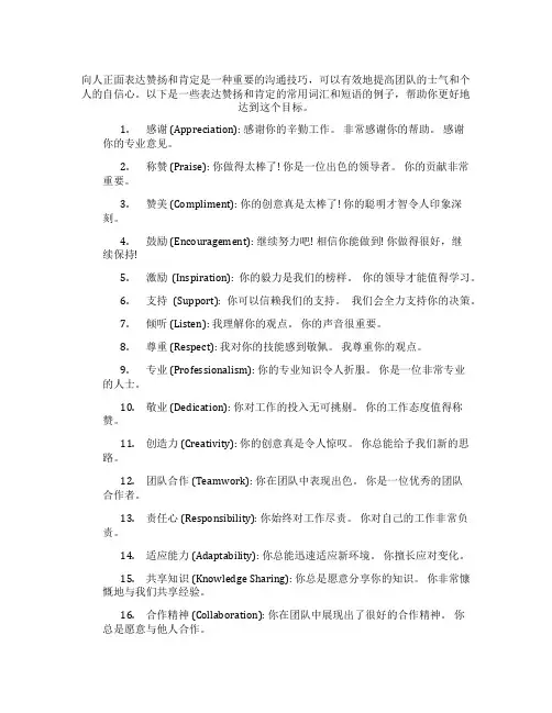 表达赞扬和肯定的词