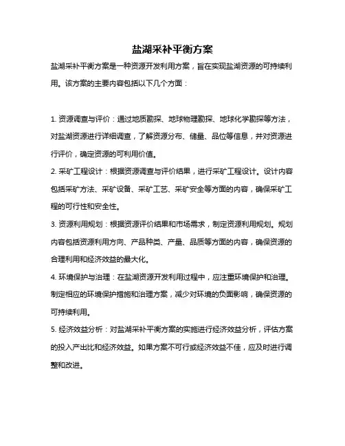 盐湖采补平衡方案
