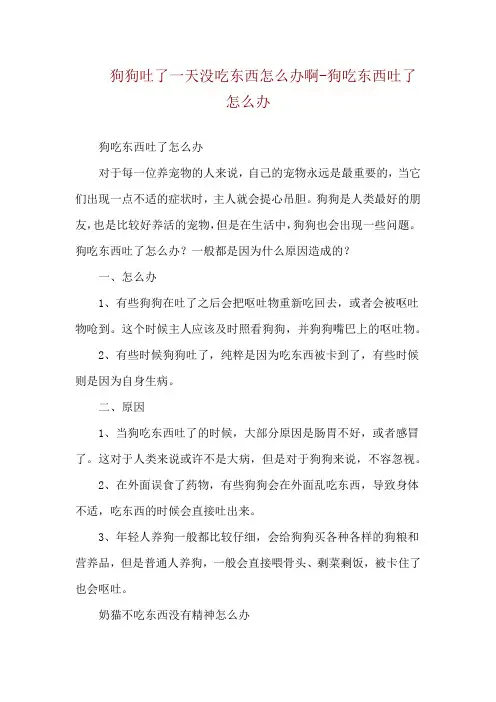 狗狗吐了一天没吃东西怎么办啊-狗吃东西吐了怎么办