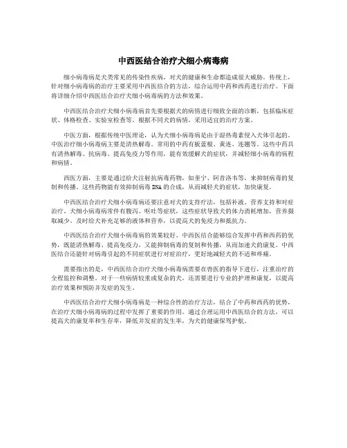 中西医结合治疗犬细小病毒病