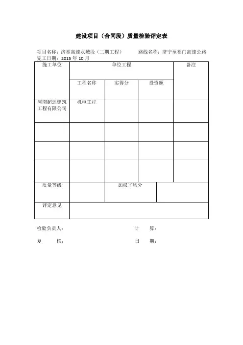 1页建设项目(合同段)质量检验评定表