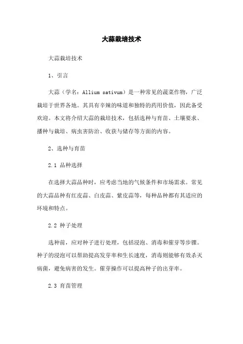 大蒜栽培技术