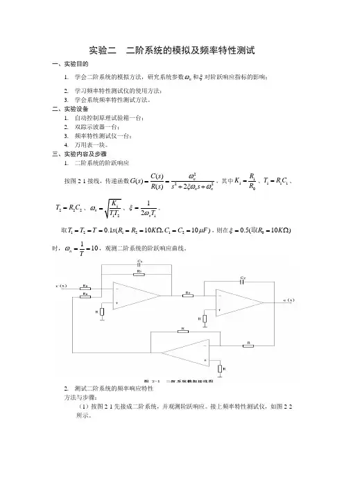 实验二  二阶系统的模拟及频率特性测试