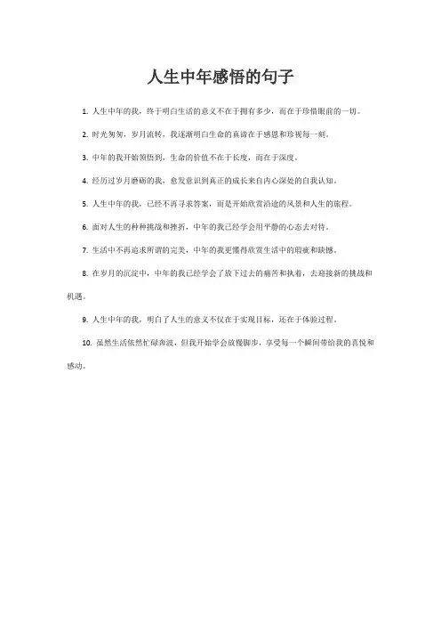 人生中年感悟的句子