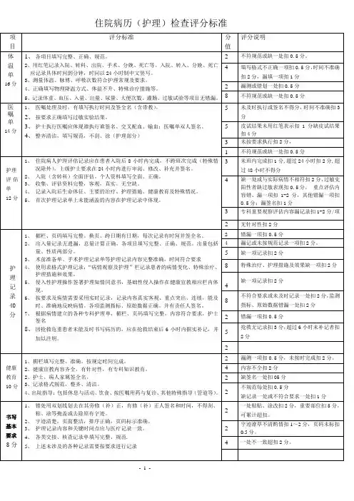 护理病历检查评分标准(新)