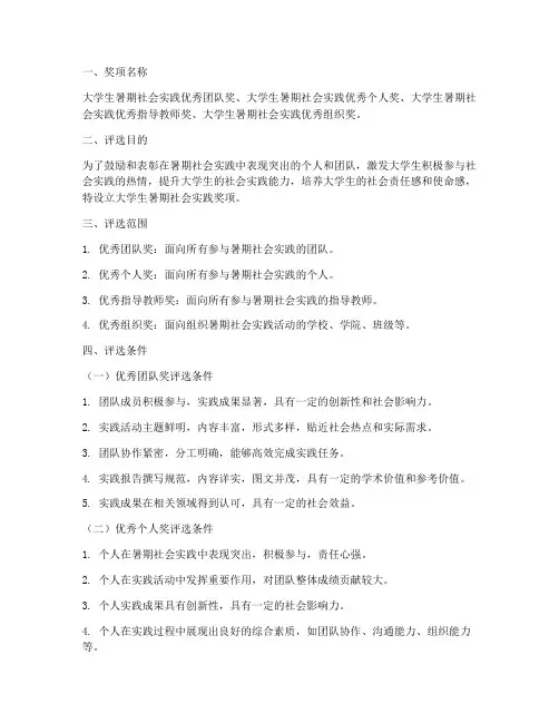 大学生暑期社会实践奖项