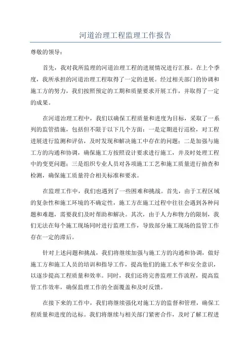 河道治理工程监理工作报告