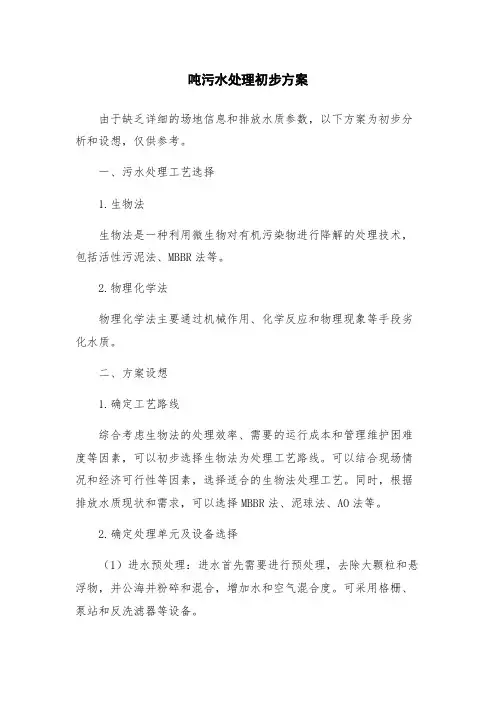 吨污水处理初步方案