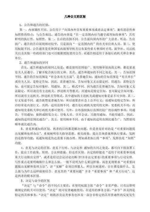 几种公文的区别