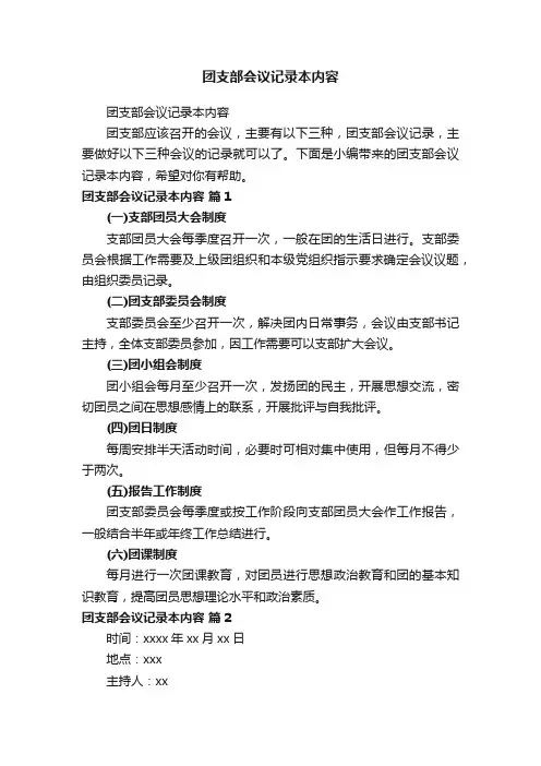 团支部会议记录本内容