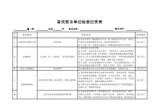 餐饮服务单位检查记录表