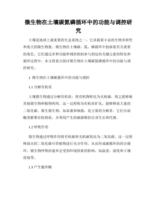 微生物在土壤碳氮磷循环中的功能与调控研究