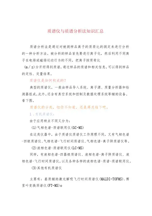 质谱仪与质谱分析法知识汇总