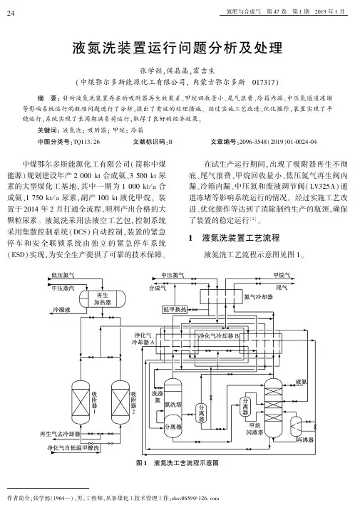 液氮洗装置运行问题分析及处理