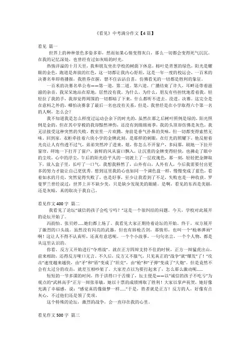 《看见》中考满分作文【4篇】