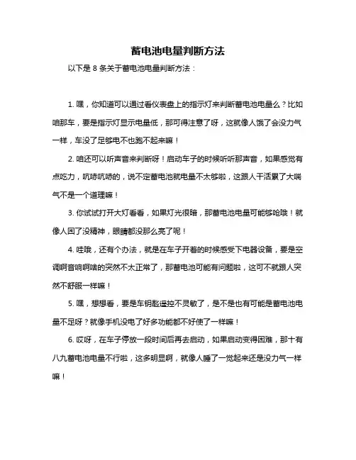 蓄电池电量判断方法