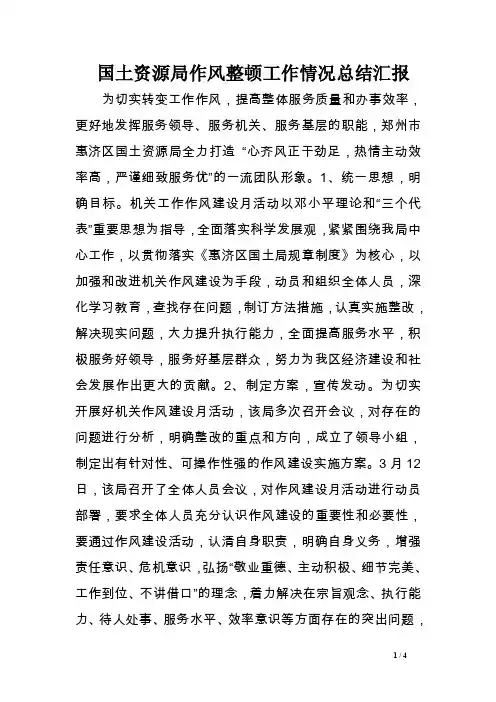 国土资源局作风整顿工作情况总结汇报