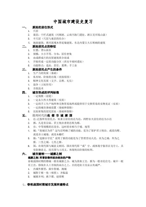 中国城市建设史复习点