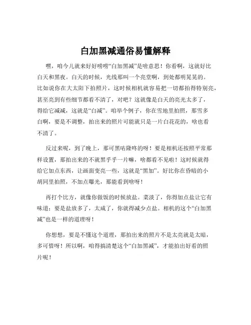 白加黑减通俗易懂解释