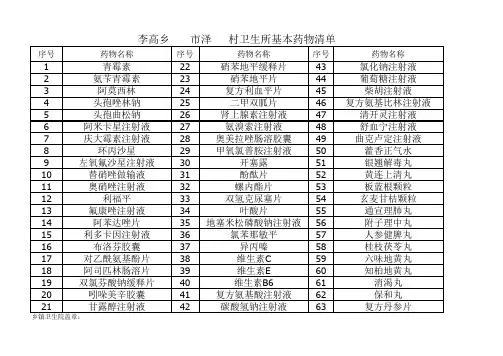 卫生所基本药物清单(1)