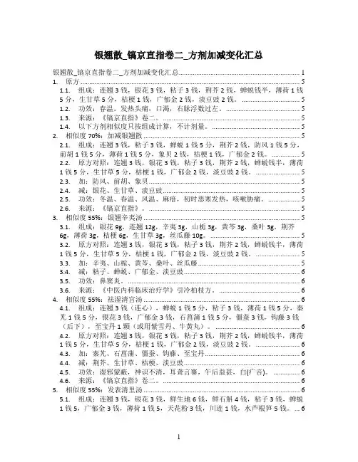 银翘散_镐京直指卷二_方剂加减变化汇总