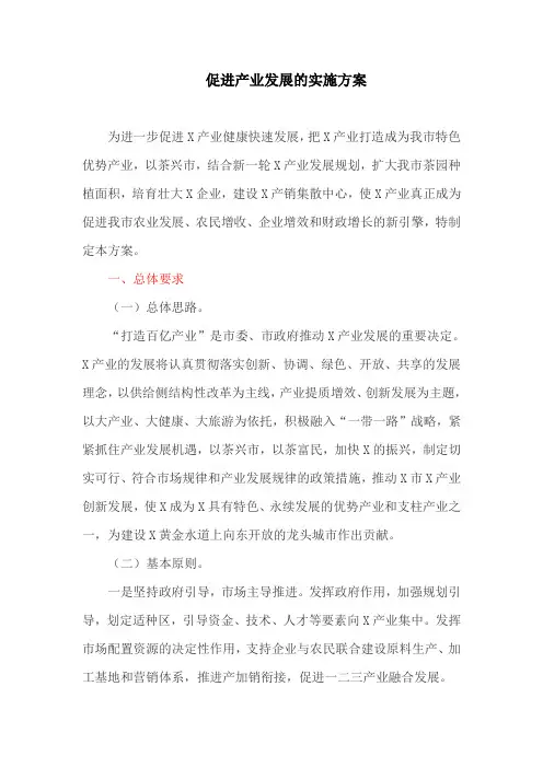 促进产业发展的实施方案