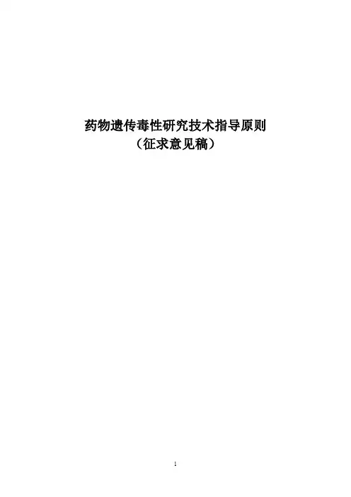 药物遗传毒性研究技术指导原则