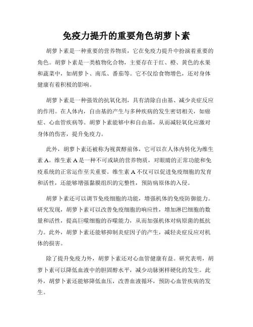 免疫力提升的重要角色胡萝卜素