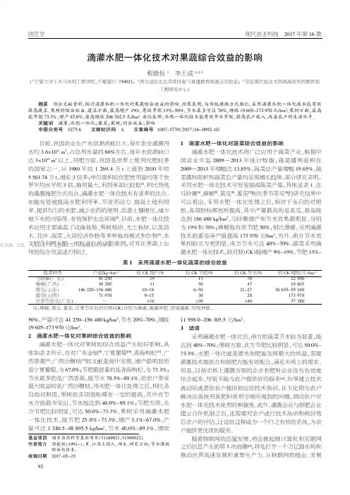 滴灌水肥一体化技术对果蔬综合效益的影响