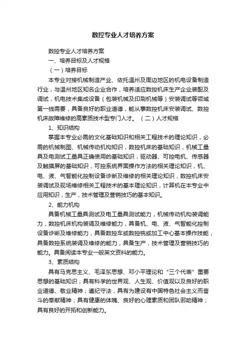 数控专业人才培养方案