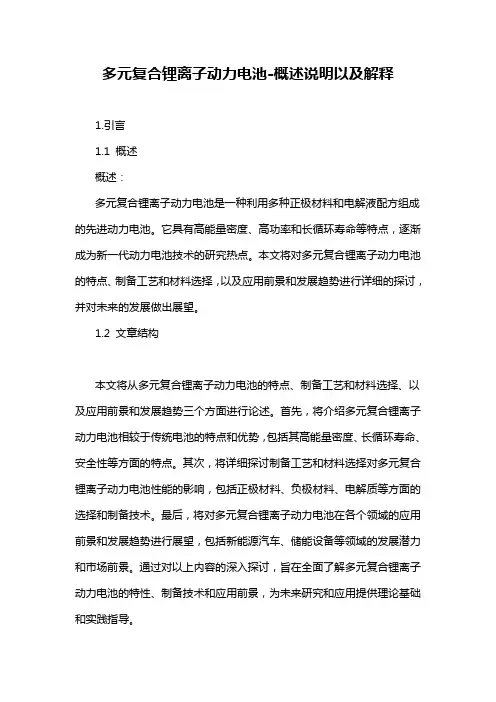 多元复合锂离子动力电池-概念解析以及定义