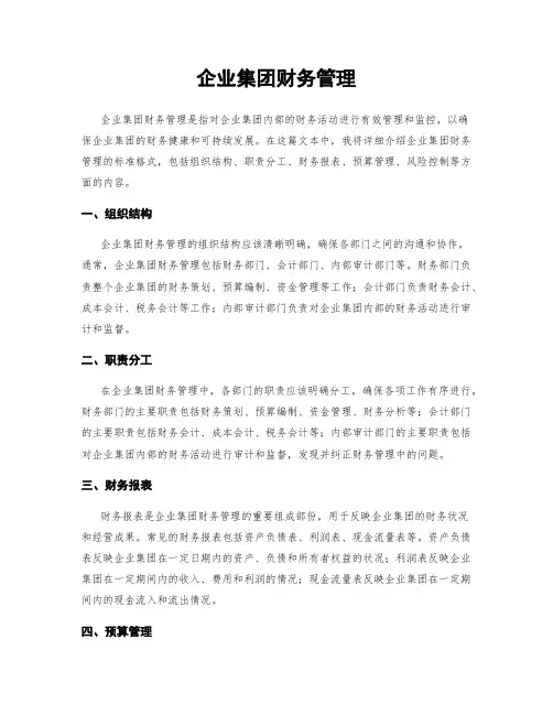 企业集团财务管理