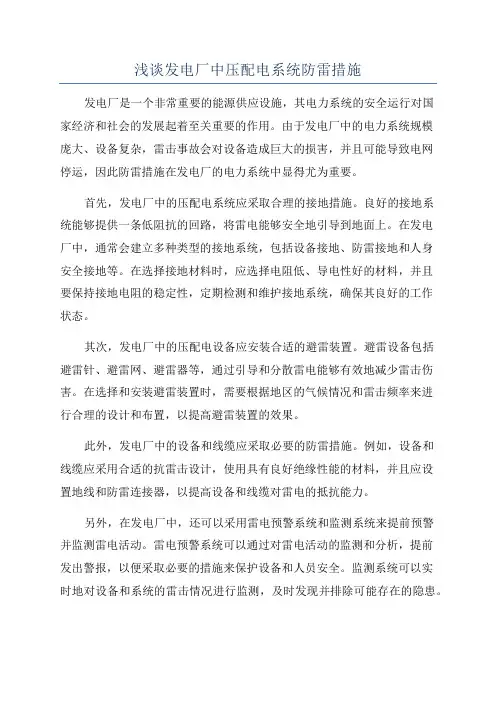 浅谈发电厂中压配电系统防雷措施