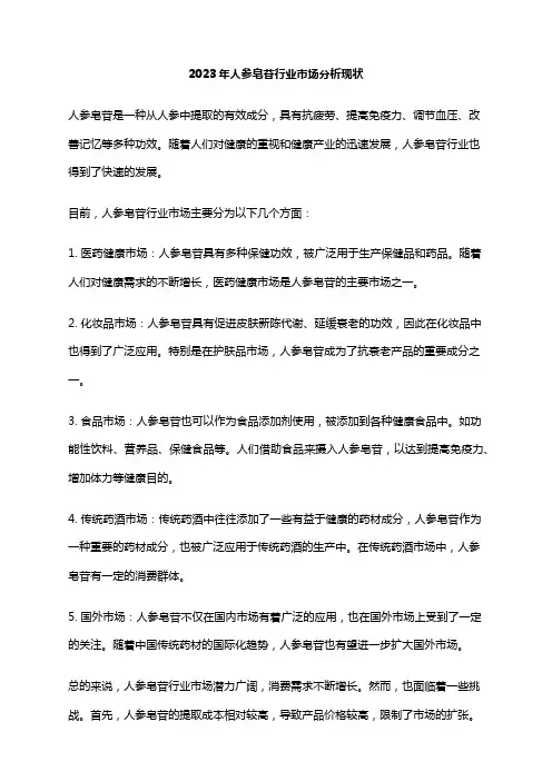 2023年人参皂苷行业市场分析现状