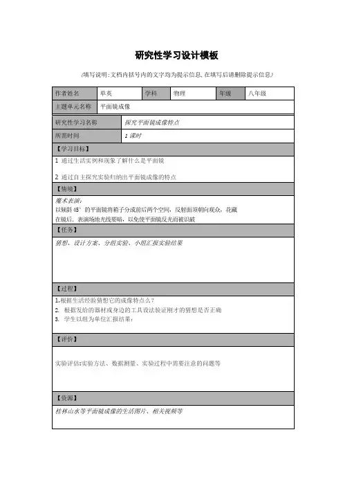 研究性学习设计模板