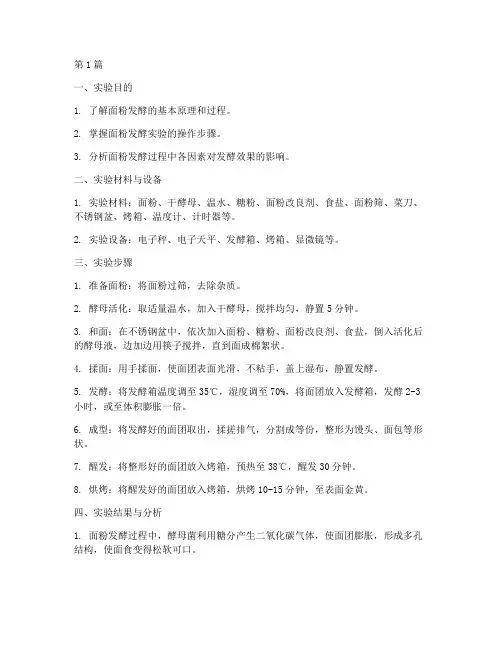 实验报告面粉发酵过程(3篇)
