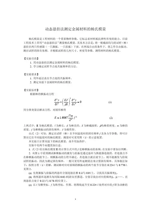 动态悬挂法测定金属材料的杨氏模量