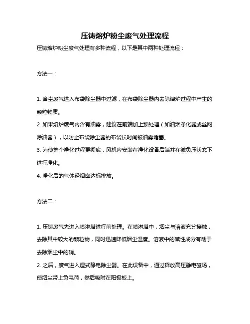 压铸熔炉粉尘废气处理流程