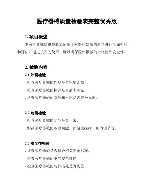 医疗器械质量检验表完整优秀版