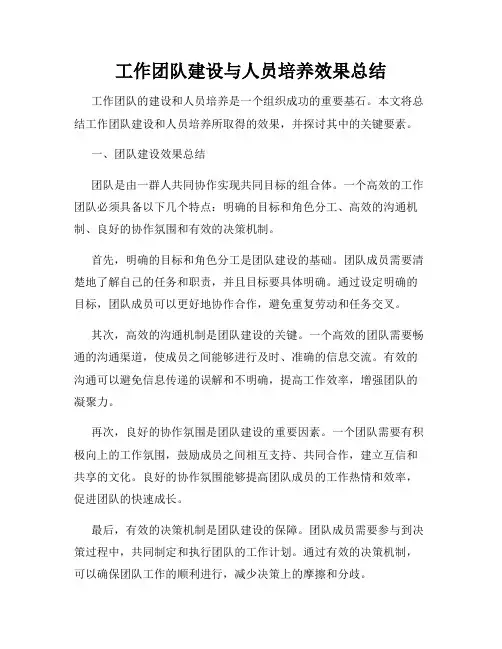 工作团队建设与人员培养效果总结