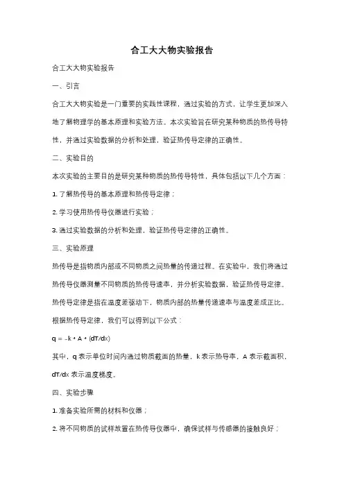 合工大大物实验报告