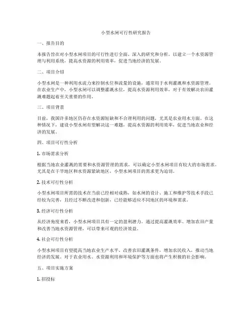 小型水闸可行性研究报告