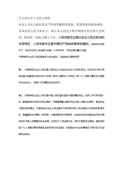 什么是社会主义民主政治