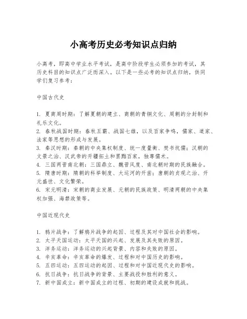 小高考历史必考知识点归纳