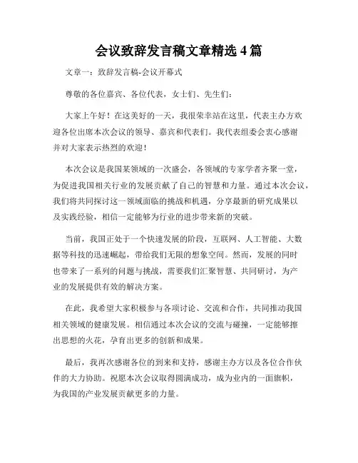 会议致辞发言稿文章精选4篇