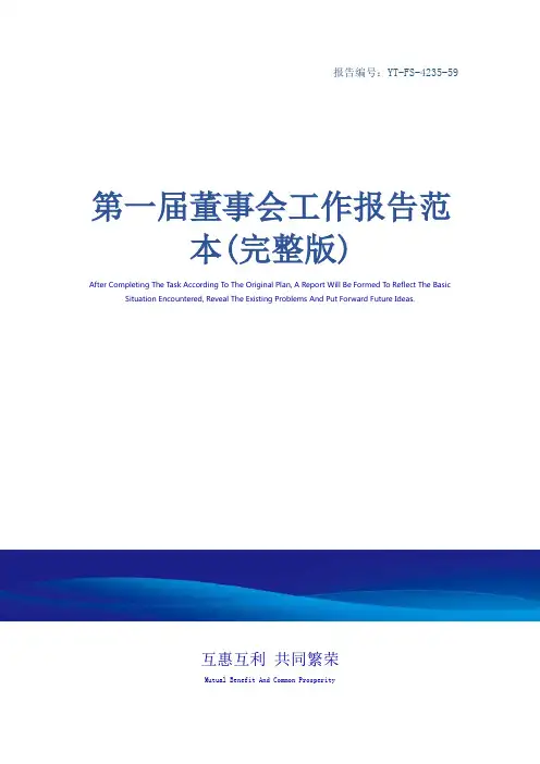 第一届董事会工作报告范本(完整版)