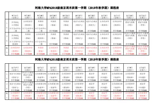 河海大学MPA课程表-周末班