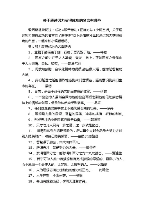 关于通过努力获得成功的名言有哪些