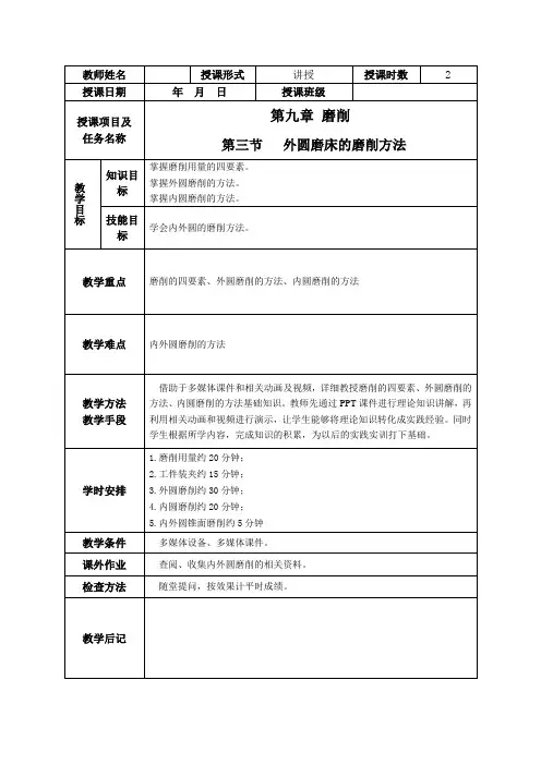 第三节   外圆磨床的磨削方法